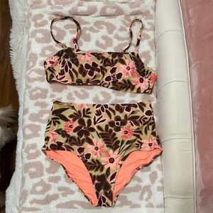 Floral High-Waisted Bikini Set